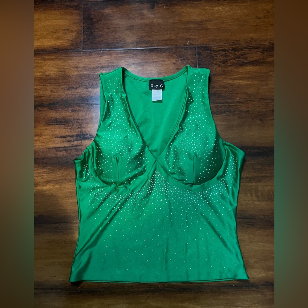 Day G Green Embellished Tank Top